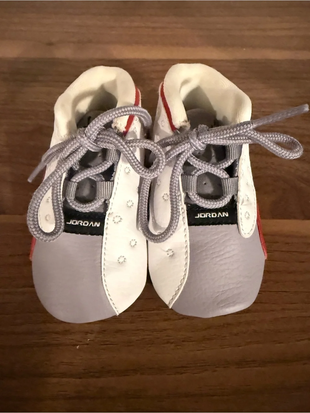 Jordan Baby Soft Sole Shoes in Gray, White and Red
